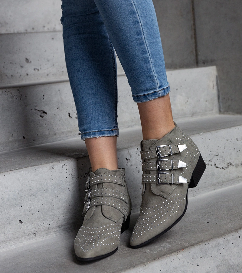 Botine decorative verzi cu toc mic Forever