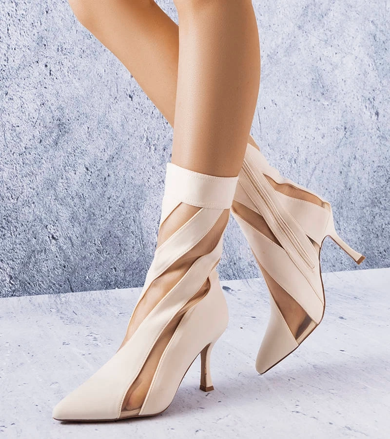 Cizme bej cu inserții transparente Jay