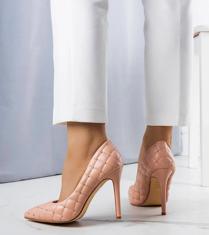 Pantofi stiletto matlasați Dayton roz