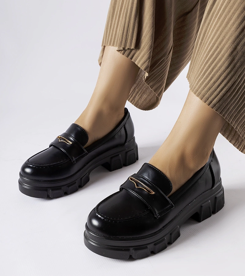 Mocasini negri cu talpă vizibilă de Fuori