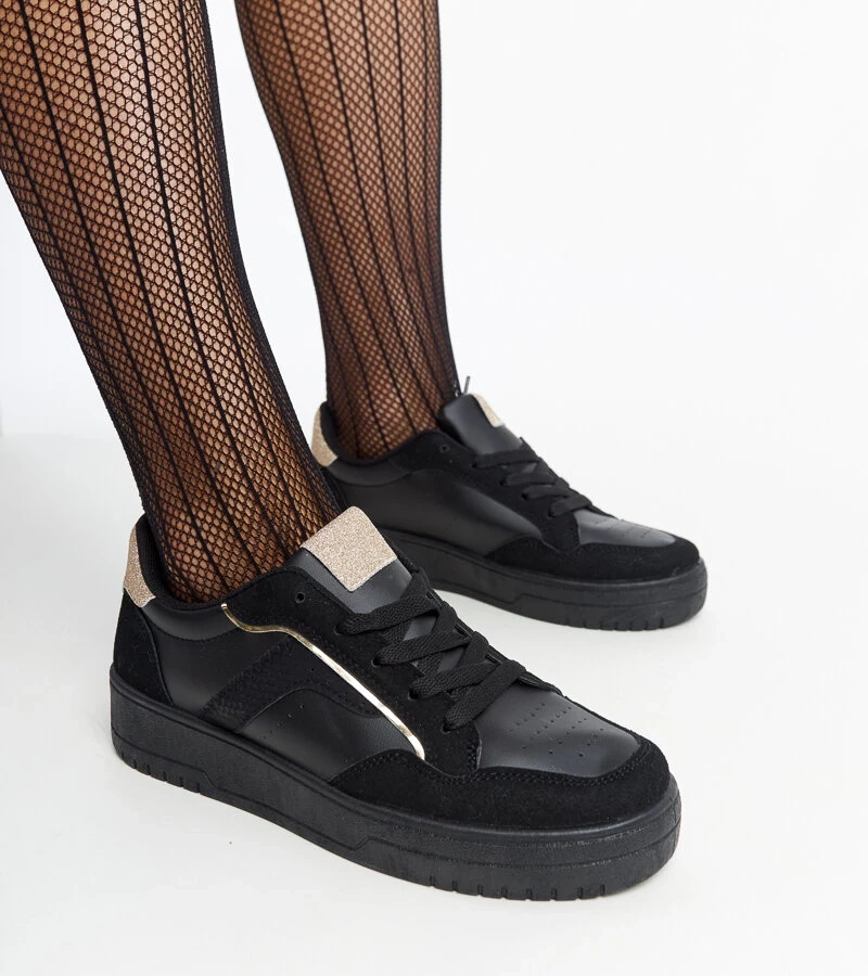 Sneakers negri pe platforma Walda