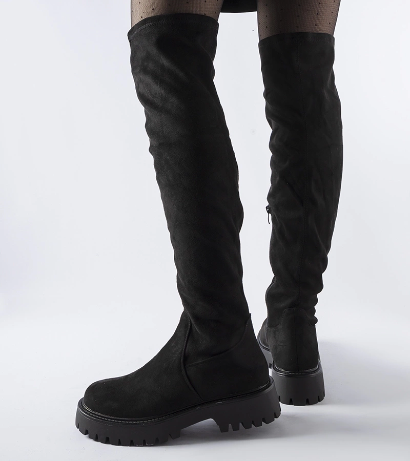 Cizme lungi negre cu talpă masivă Kossuth