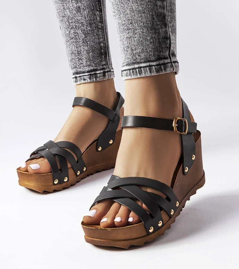 Sandale negre cu platformă Audric