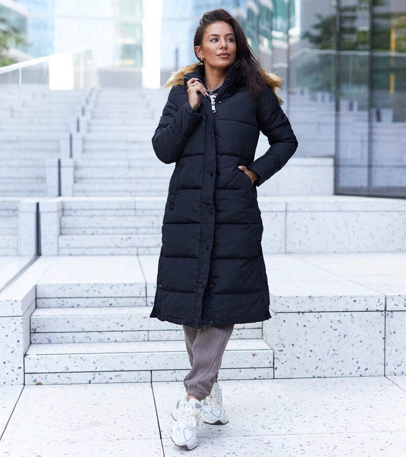 Palton izolat matlasat negru Fortunato