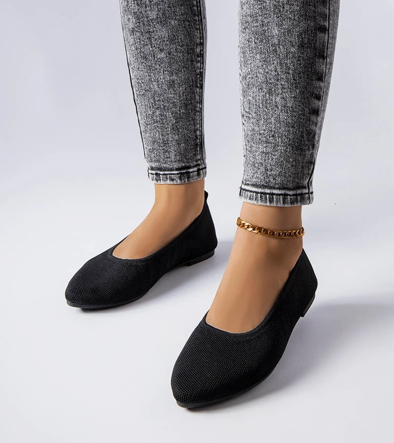 Balerini Drouin din material textil negru