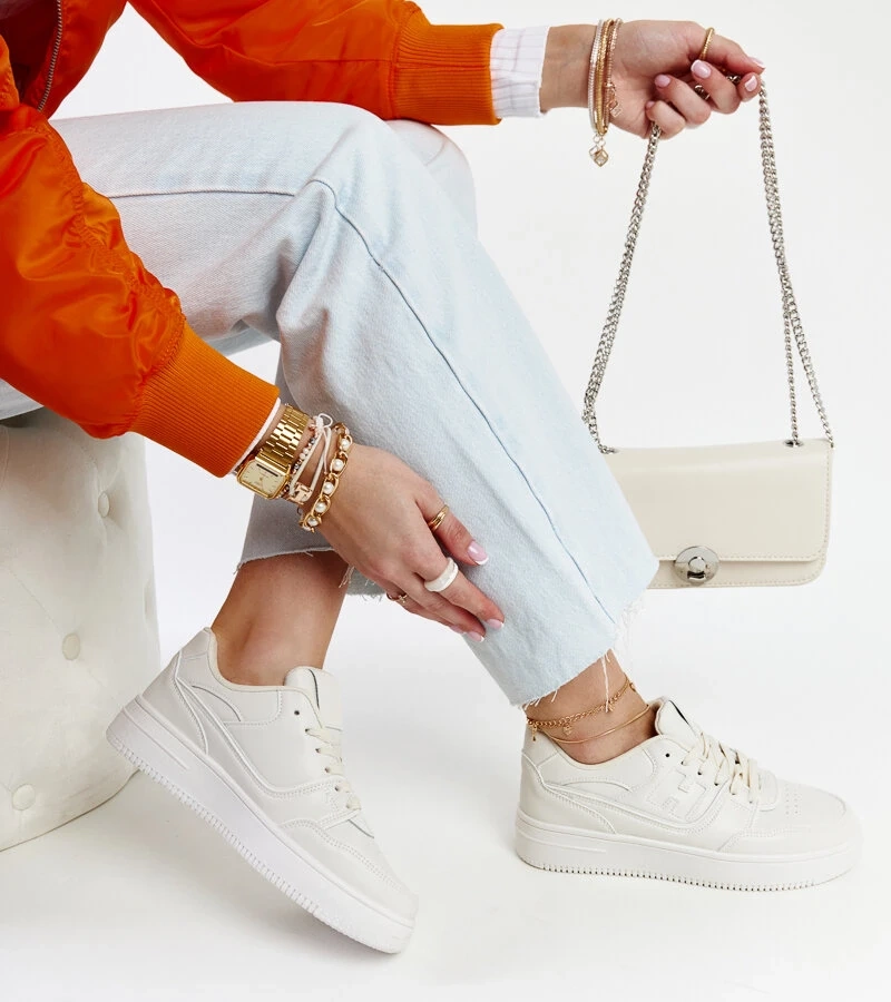 Sneakers bej pe platforma Mentha