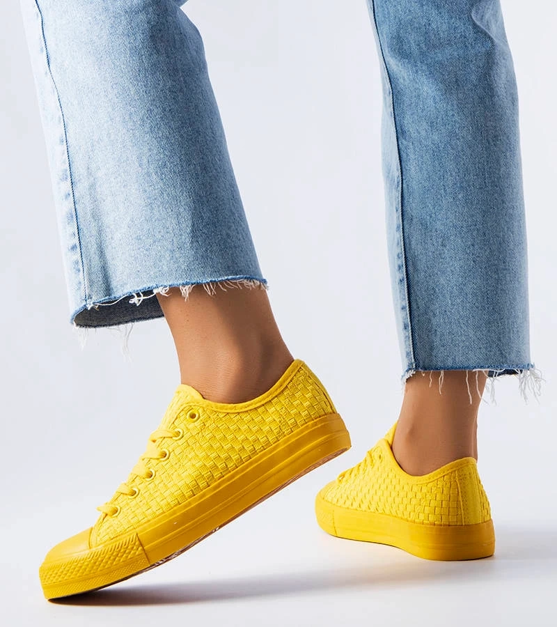 Pantofi de sport galbeni Thibodeau din țesătură în carouri