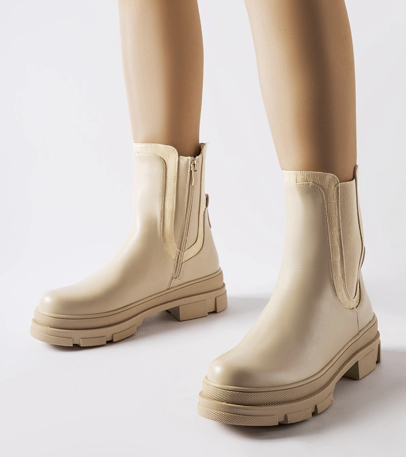 Papuci bej cu talpă groasă Torina