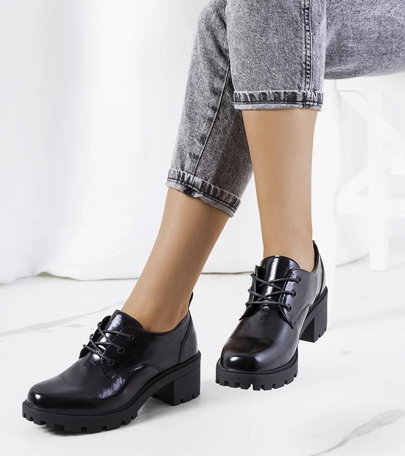 Semicizme negre cu toc gros Vance