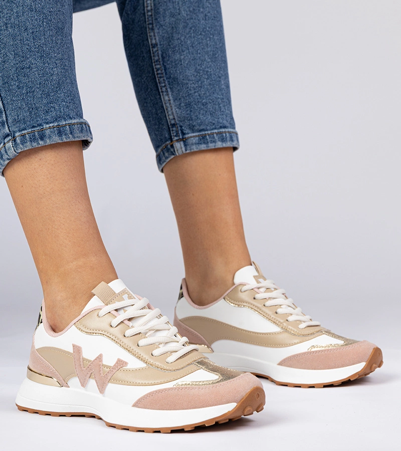 Adidași damă alb-roze cu detalii leopard Kalasa