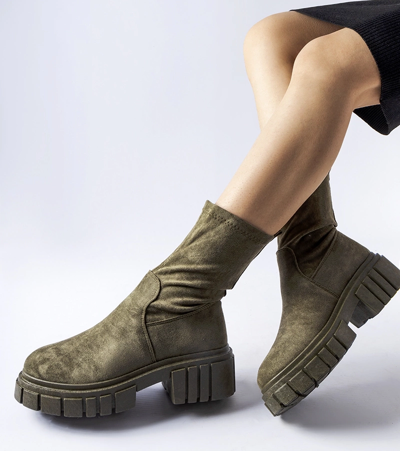 Botine verzi din piele ecologică Montefusco