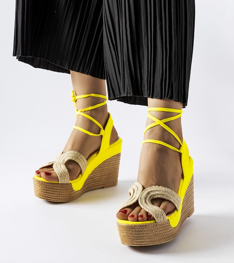 Espadrile galbene pe platforme HL20 YELLOW