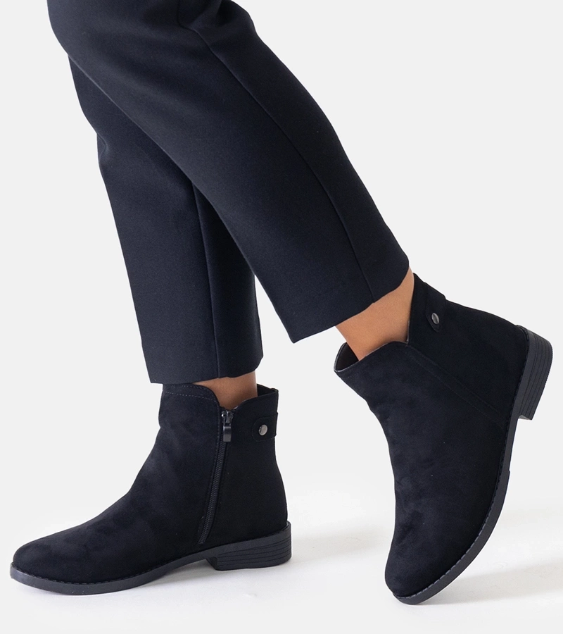 Cizme negre clasice din eko-velur Pereia