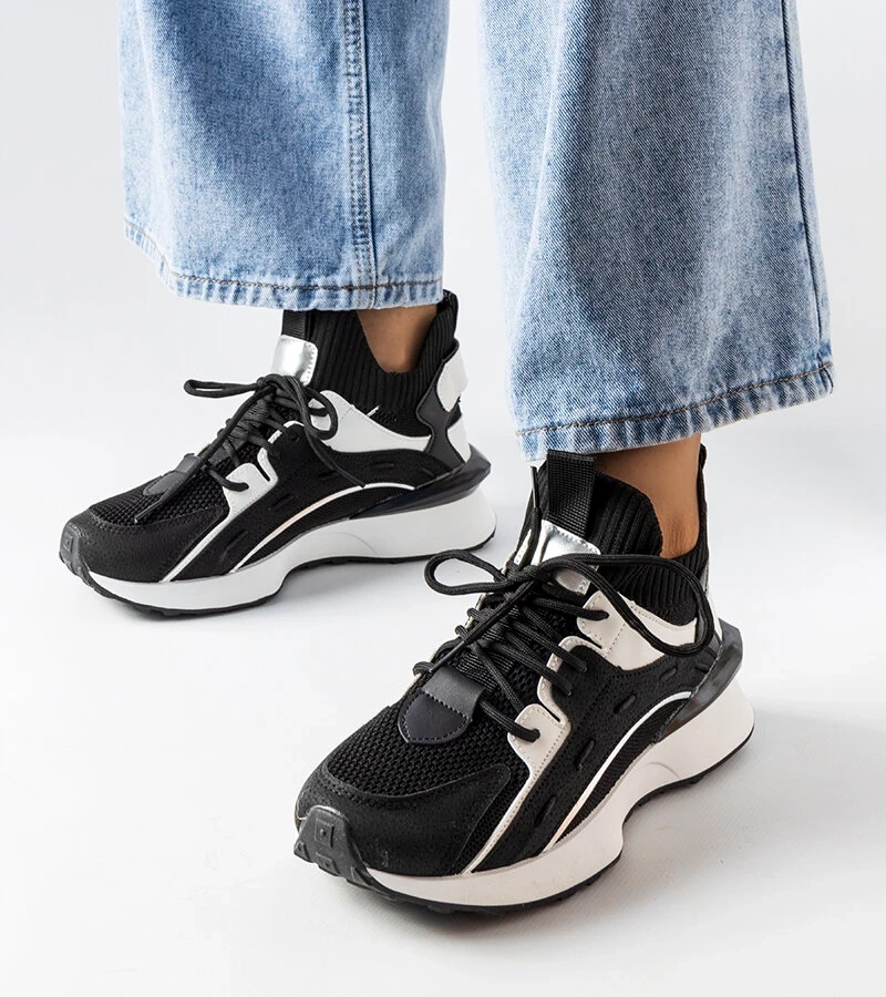 Adidași eleganți alb-negru și alb Begins