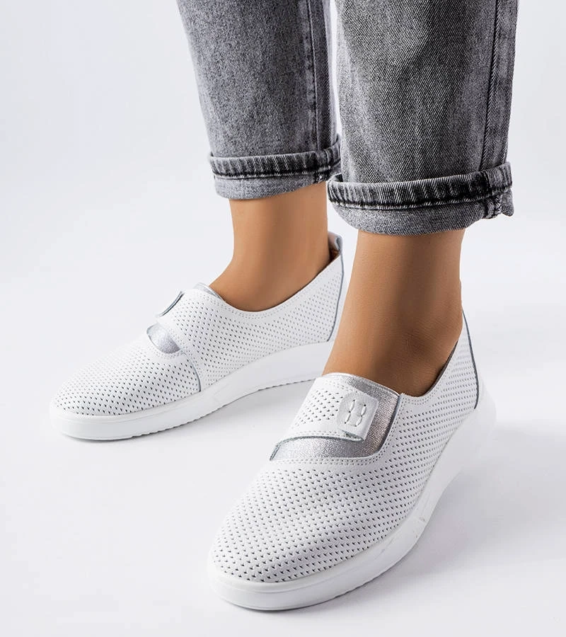 Ethels - pantofi sport perforați din piele albă