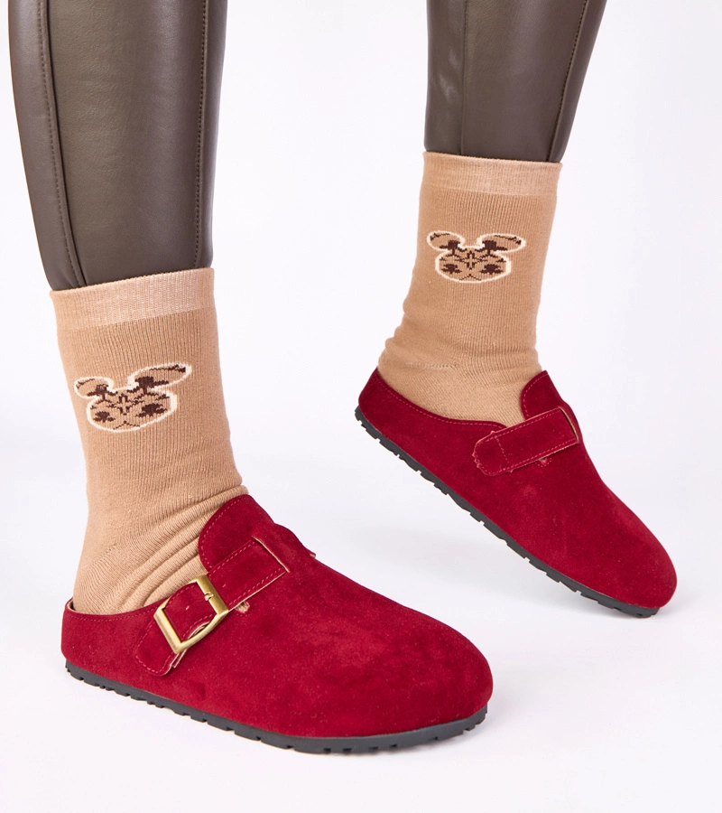 Mule bordo cu cataramă decorativă Atoria