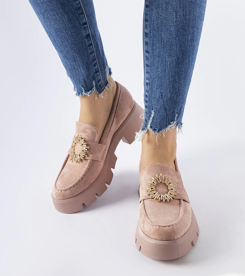 Mocasini roz cu catarama Stanislas