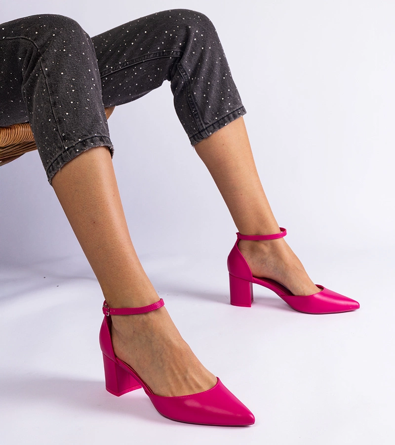 Pantofi eleganți roz cu toc Misada