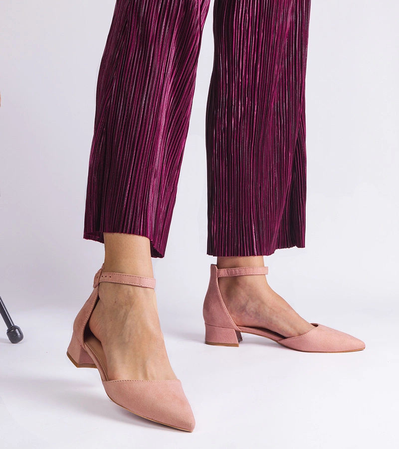 Pantofi roz Elison cu toc mic