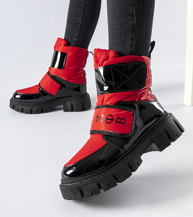 Cizme de zăpadă călduroase negre și roșii Reppert