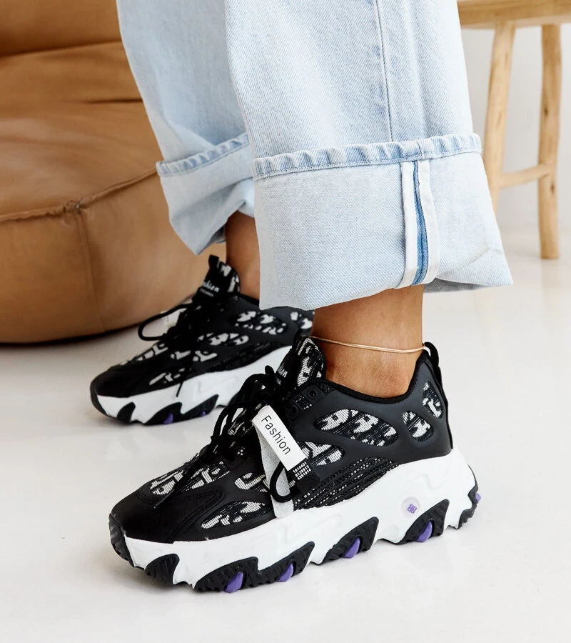 Adidași negri cu talpă groasă Melsen