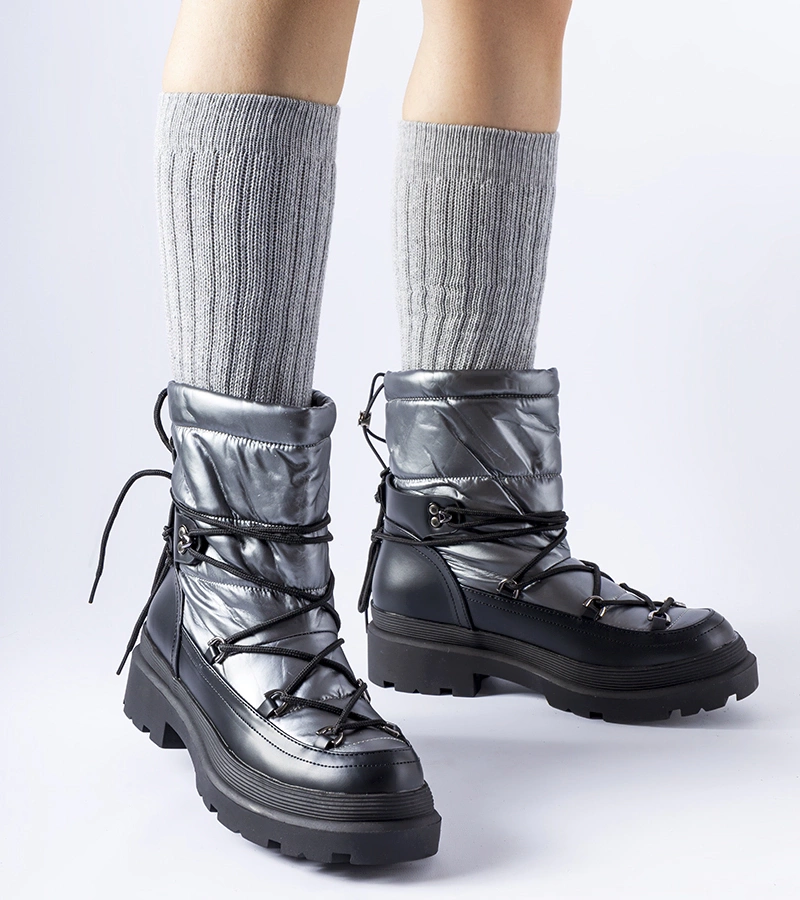 Bocanci de zăpadă negri și gri cu șireturi Eagleville