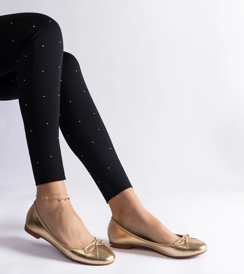 Balerini aurii decorați cu fundiță Yunka