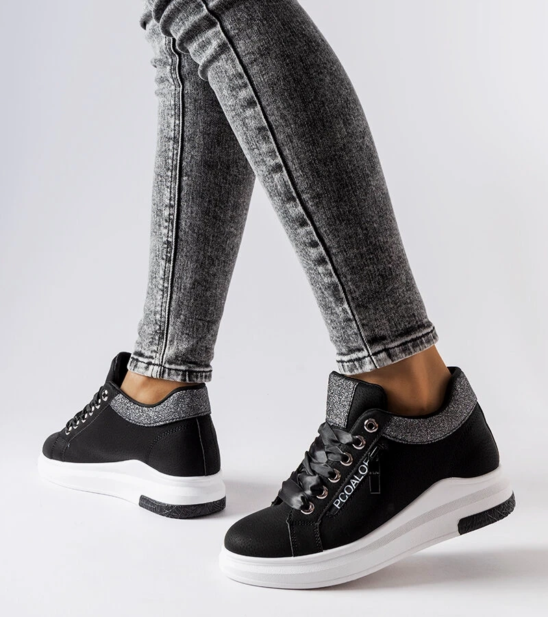 Adidași negri Birmingham pe tocuri