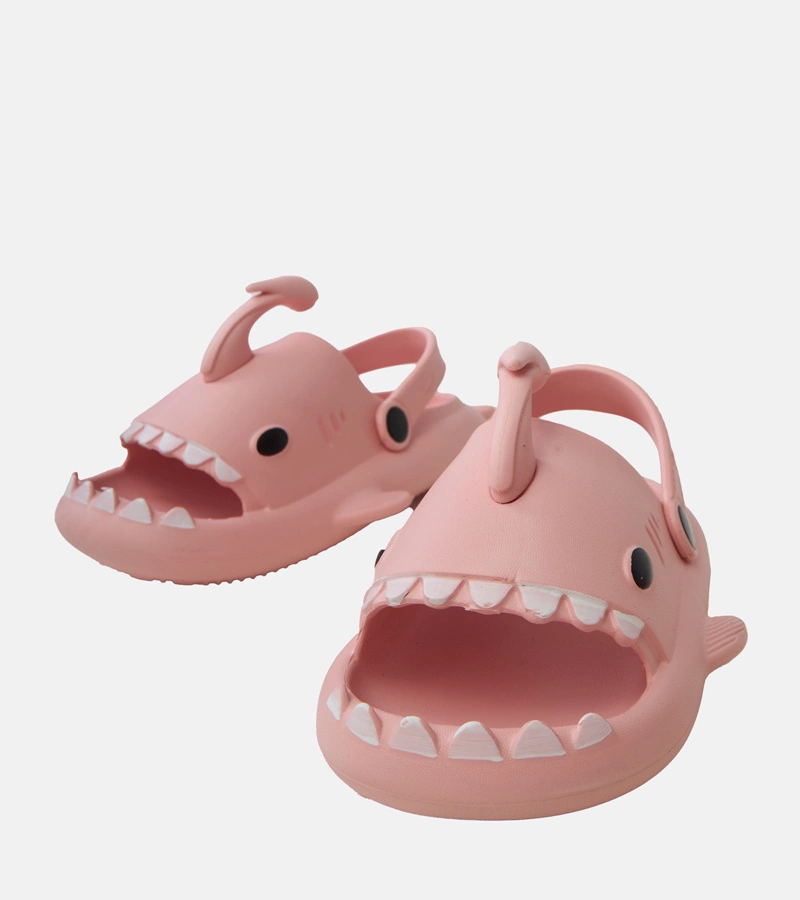 Papuci roz cu motiv de rechin Tossi pentru copii