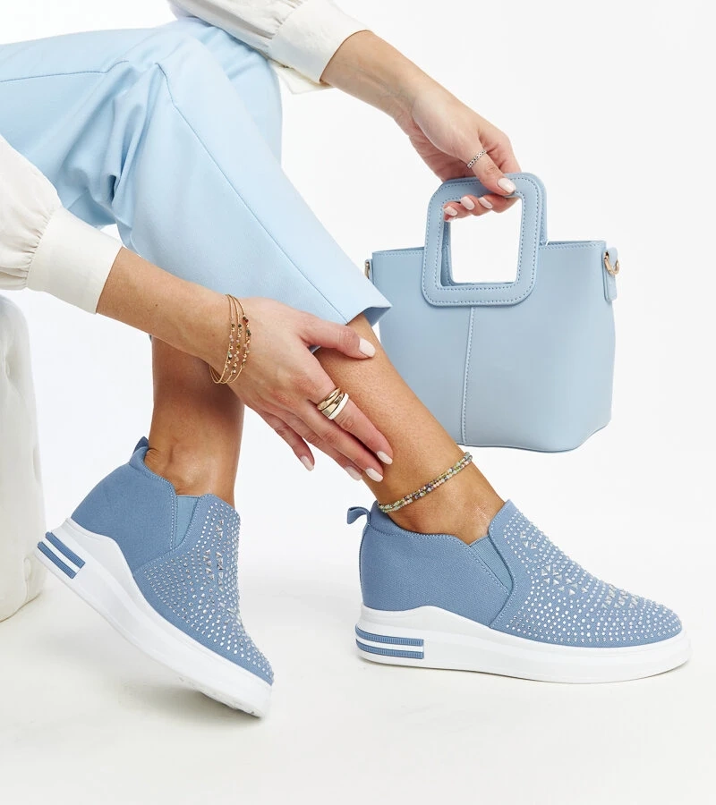 Teniși albaștri cu platformă Fossacesia