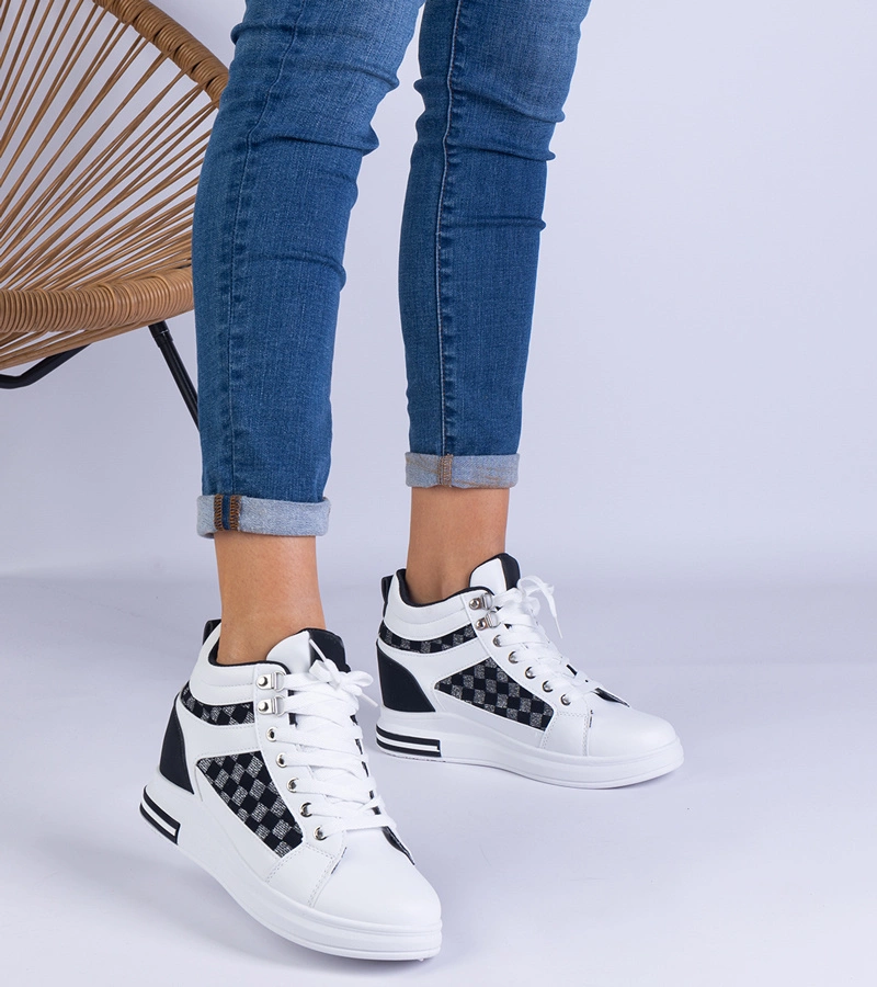 Adidași sport albi pentru femei cu platformă ascunsă Violinso