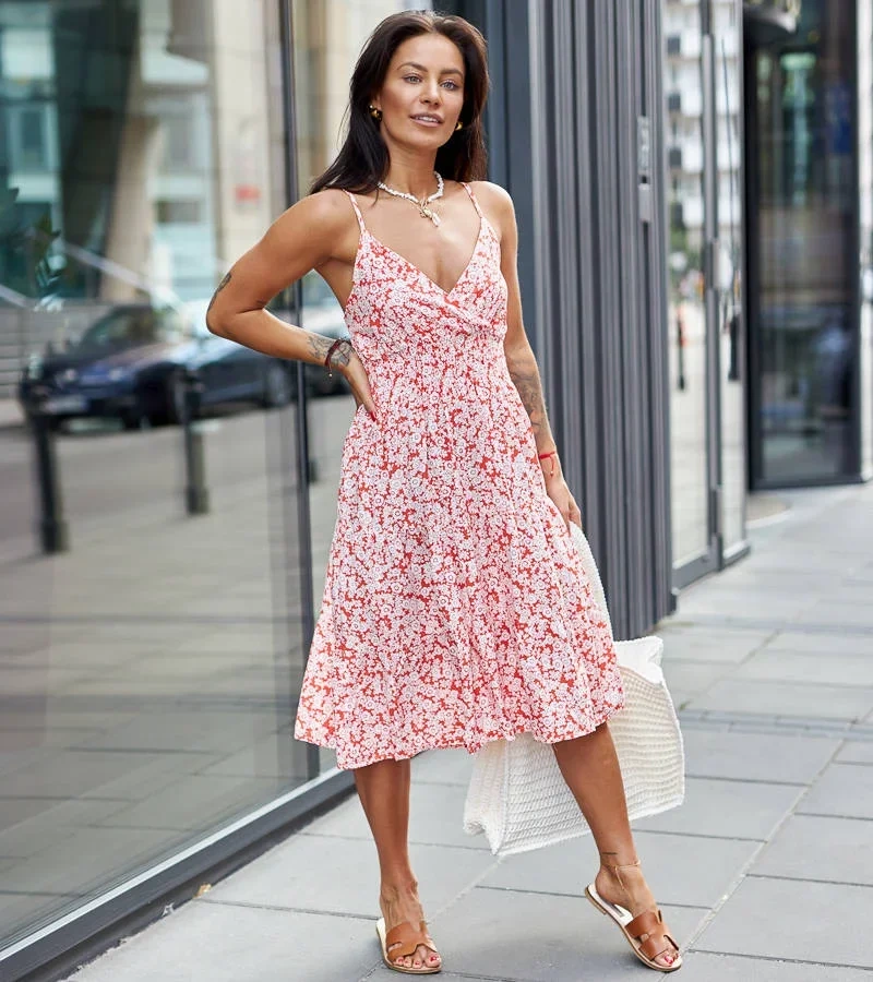 Rochie portocalie cu bretele Dafne