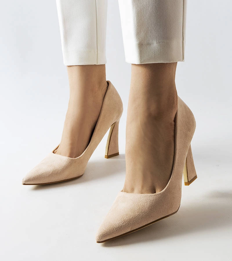 Pantofi stiletto asimetrici bej Linda