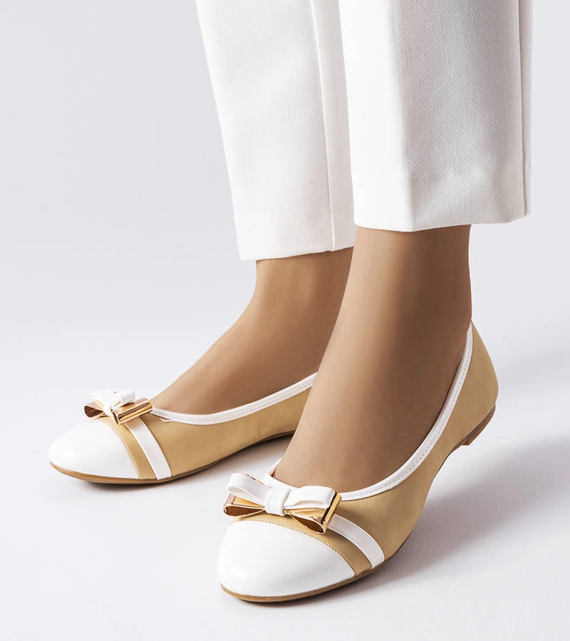 Balerini albi și bej cu fundiță de Dufour