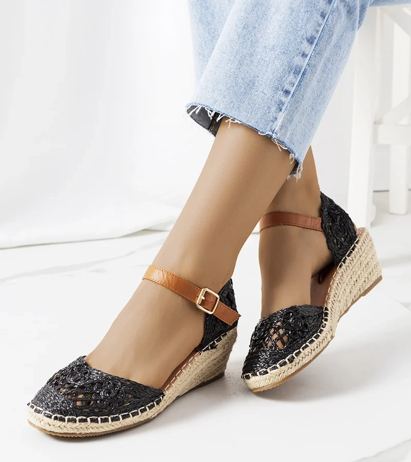 Espadrile negre pe platforme Dafin