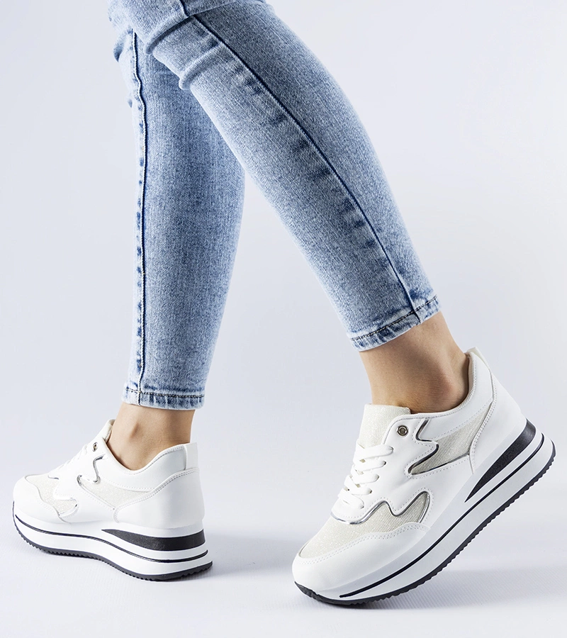 Adidași albi cu platformă Inès