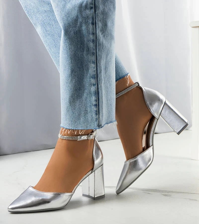 Pantofi Leighton cu zirconiu argintiu