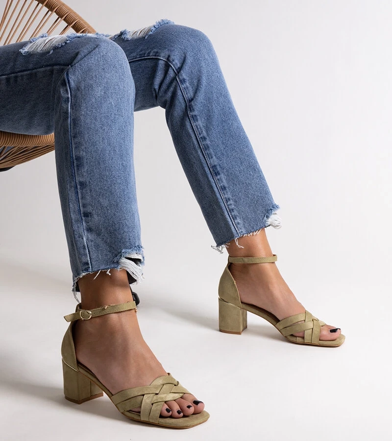 Sandale verzi cu toc Wajda