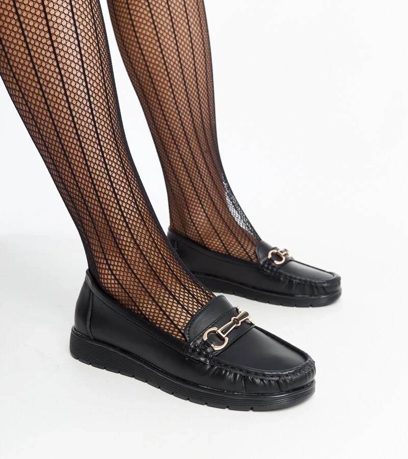 Mocasini negri cu cataramă Anisah