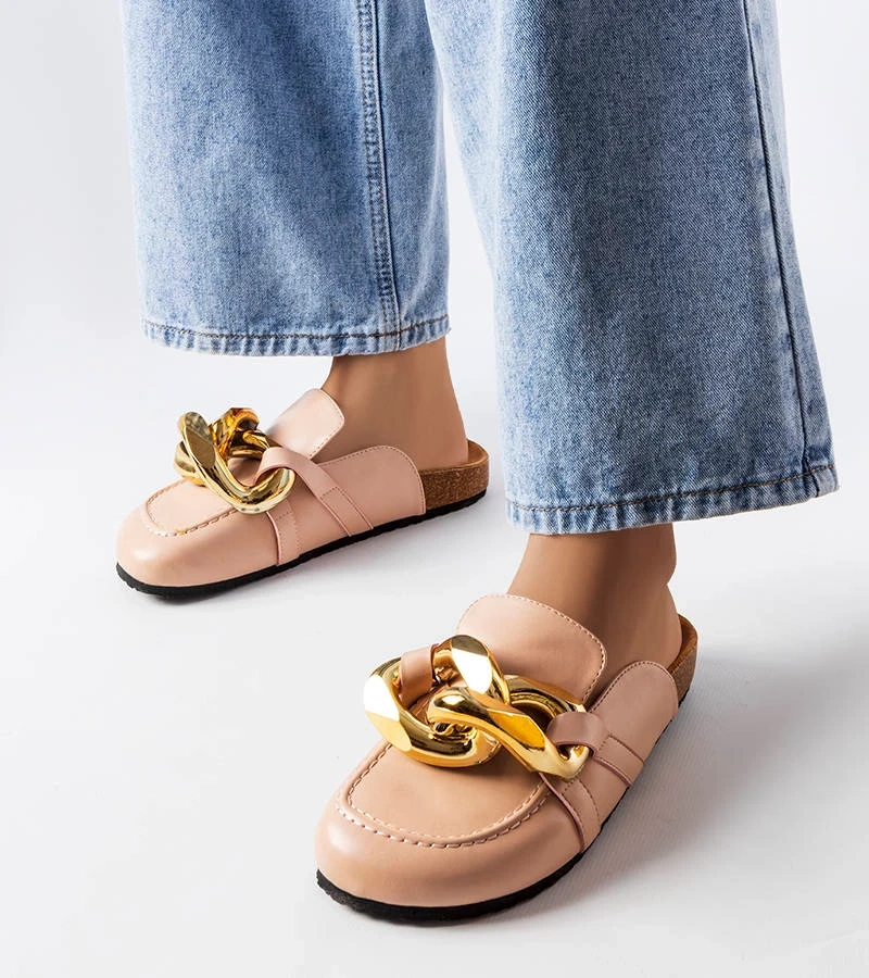 Șlapi roz cu lanț Christelle