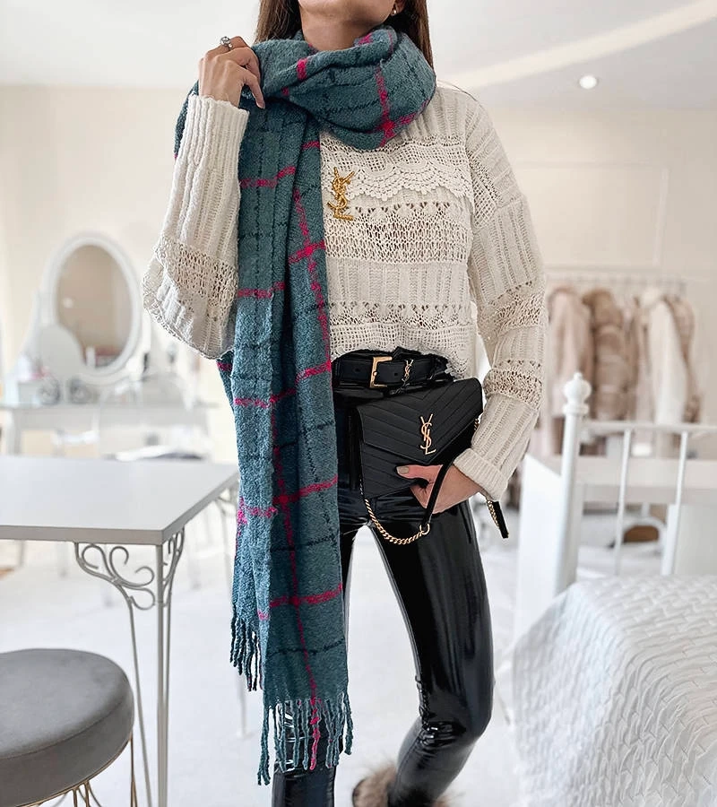 Șal cu carouri albastre Rachael