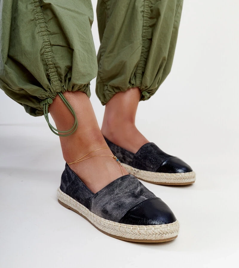 Espadrile negre lucioase Surana