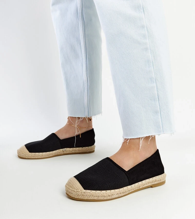 Espadrile negre cu strălucire pe platforma Ming