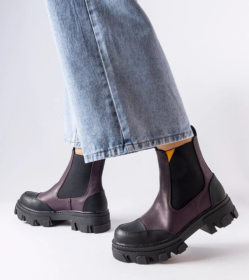 Cizme negre și mov Sibyla slip-on