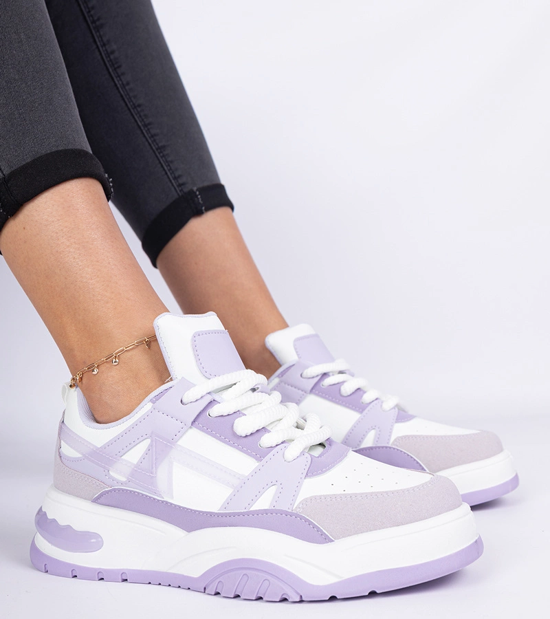 Adidași violet cu șireturi groase Luciana