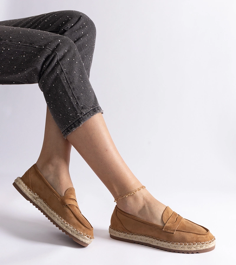 Espadrile slip-on din caramel pe platformă Venera