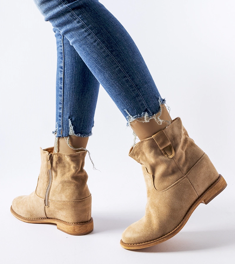 Cincinnati cizme bej cu toc acoperit