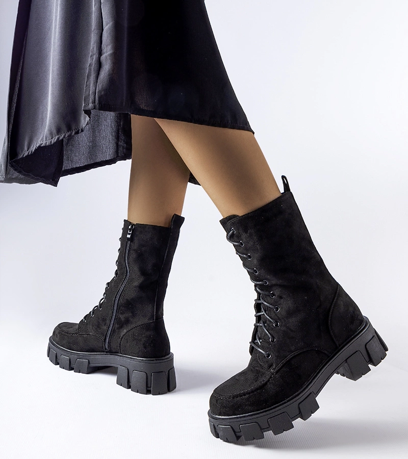 Baggers din piele ecologică neagră cu banda de rulare Ines