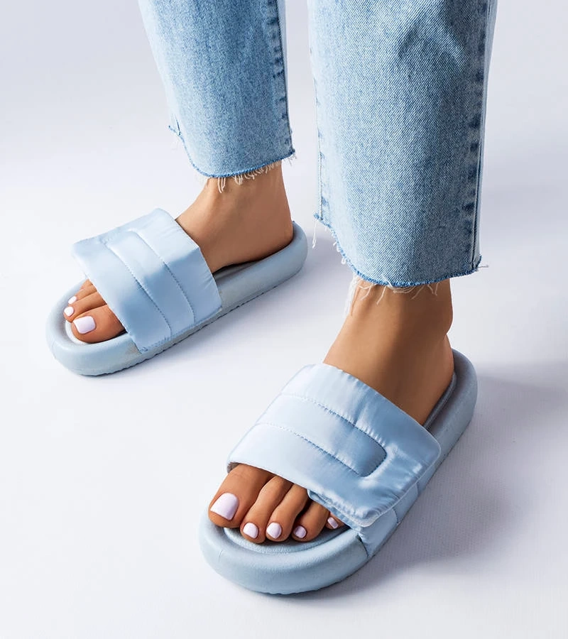 Șlapi Aleron cu închidere velcro albastru