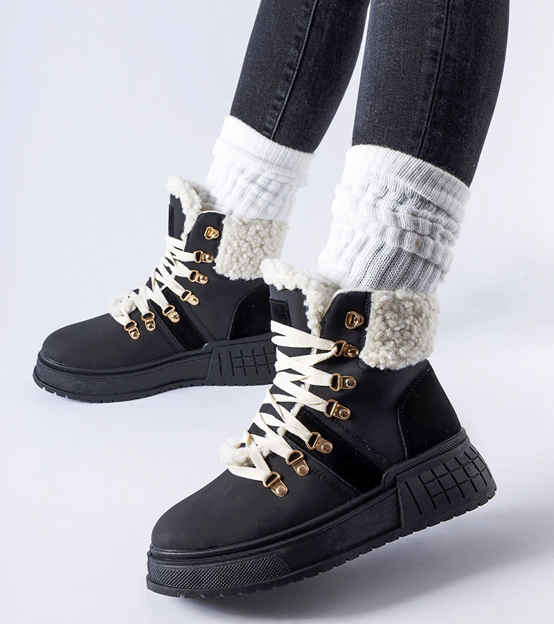 Pantofi negri cu platformă masivă Rodrigo